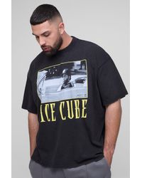BoohooMAN - Plus Oversized Ice Cube License Acid Wash Print T-Shirt - Lyst