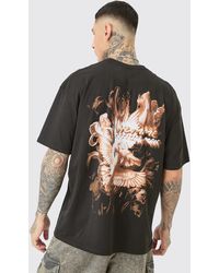 BoohooMAN - Tall Oversized Official Dove Back Print T-shirt In Black - Lyst