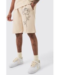 BoohooMAN - Tall Loose Fit Line Drawing Jersey Shorts - Lyst