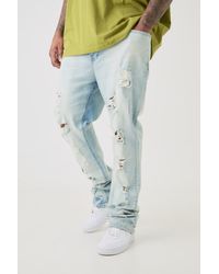 BoohooMAN - Plus Distressed Multi Ripped Skinny Flared Jeans - Lyst