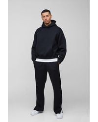 BoohooMAN - Oversized Boxy Bonded Scuba Straight Leg Split Hem Tracksuit - Lyst