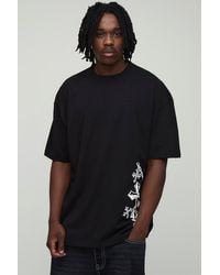BoohooMAN - Tall Oversized Washed Cross Puff Print T-Shirt - Lyst