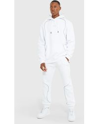 BoohooMAN Man Hooded Tracksuit With Reflective Piping - White