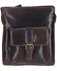 BoohooMAN - Ashwood Leather Compact Real Leather Messenger Bag With Front Buckle Pocket - Lyst