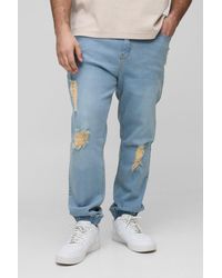 Boohoo - Vaqueros Plus Ajustados Rotos Con Botamanga - Lyst
