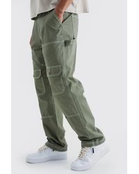 BoohooMAN - Relaxed Carpenter Cargo Contrast Stitch Trouser - Lyst