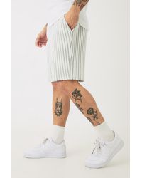 Boohoo - Relaxed Fit Mid Length Striped Textured Short - Lyst