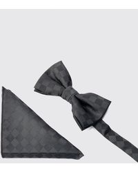 Boohoo - Tonal Flannelerboard Pocket Square & Bow Tie Set - Lyst