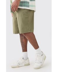 BoohooMAN - Plus Fixed Waist Relaxed Fit Shorts In Khaki - Lyst
