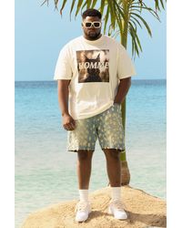 BoohooMAN - Plus Relaxed All Over Lazer Needle Short - Lyst
