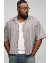 BoohooMAN - Plus Poplin Stripe Boxy Oversized Shirt - Lyst