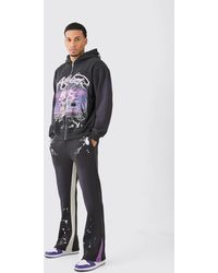 Boohoo - Oversized Washed Paint Splatter Graphic Zip Through Tracksuit - Lyst