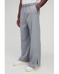 BoohooMAN - Elastic Waist Split Hem Wide Leg Tailored Pants - Lyst