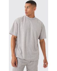 BoohooMAN - Oversized Extended Neck Geo Towelling Jacquard T-shirt - Lyst