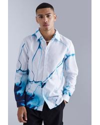 BoohooMAN - Long Sleeve Abstract Printed Poplin Shirt - Lyst