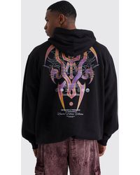 BoohooMAN - Oversized Gothic Back Print Graphic Hoodie - Lyst