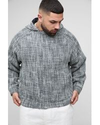 BoohooMAN - Plus Boucle Zip Up Hooded Oversized Jacket - Lyst