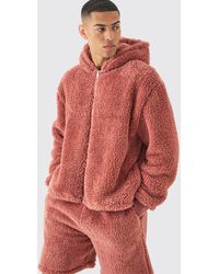 BoohooMAN - Oversized Boxy Zip Hooded Short Tracksuit - Lyst