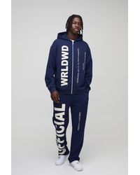 BoohooMAN - Oversized Worldwide Official Text Print Zip Through Tracksuit - Lyst