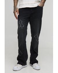 Boohoo - Tall Slim Flare Applique Gusset Panel Jeans - Lyst