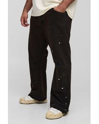 BoohooMAN - Plus Slim Flared Ripped Carpenter Split Hem Jeans - Lyst