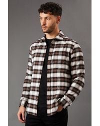 BoohooMAN - White Brock Brushed Check Long Sleeve Shirt - Lyst
