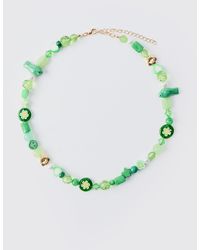 BoohooMAN - Mixed Beaded Necklace In Green - Lyst