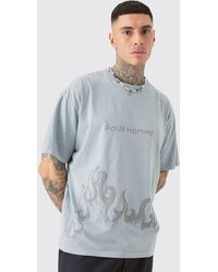 BoohooMAN - Tall Oversized Pour Homme Printed T-shirt In Grey - Lyst