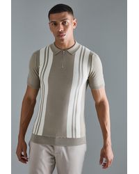 BoohooMAN - Short Sleeve Muscle Fit Stripe Knit Polo - Lyst