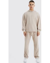 BoohooMAN - Oversized Washed Cord Hooded Tracksuit - Lyst