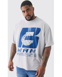 BoohooMAN - Plus Oversized 'B' Man T-shirt In Grey - Lyst