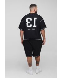 BoohooMAN - Plus Oversized Boxy Applique 13 Print T-Shirt & Short Set - Lyst