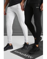 BoohooMAN Gym 2 Pack Skinny Sweatpants With Zip Pockets - Black