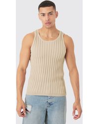Boohoo - Muscle Fit Ribbed Knit Vest - Lyst