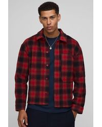 BoohooMAN - Regular Pocket Detail Heavyweight Flannel Shirt Jacket - Lyst