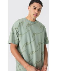 BoohooMAN - Signature All Over Print Oversized Tshirt - Lyst