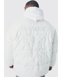 BoohooMAN - Plus Oversized Peached Nylon Embroidered Puffer - Lyst