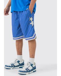 BoohooMAN - Loose Fit Basketballl Stripe Shorts - Lyst