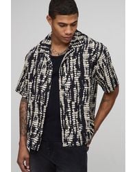BoohooMAN - Distorted Print Short Sleeve Oversized Shirt - Lyst