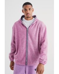 BoohooMAN - Tall Oversized Heavyweight Brushed Zip Up Hoodie - Lyst