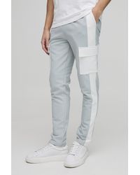 Technic - Elasticated Waist Skinny Fit Al Stretch Colour Block Cargo Pants - Lyst