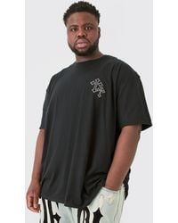 BoohooMAN - Plus Oversized Cross Embroidered T-shirt In Black - Lyst