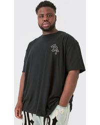 BoohooMAN - Plus Oversized Cross Embroidered T-shirt In Black - Lyst