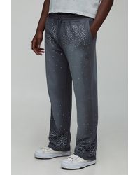 Boohoo - Baggy Fit Washed Rhinestone Joggers - Lyst