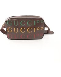 BoohooMAN - Gucci Preloved 100 Brown Leather Belt Bag Unisex Clutches - Lyst