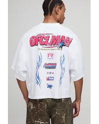 BoohooMAN - Ecru Oversized Boxy Heavyweight Ofcl Moto Printed T-Shirt - Lyst