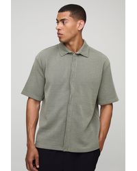 BoohooMAN - Oversized Two-tone Ribbed Jersey Shirt - Lyst