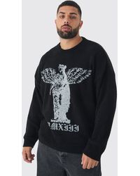 BoohooMAN - Plus Boucle Knit Renaissance Crew Neck Sweater - Lyst