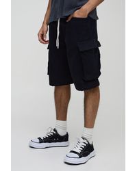 BoohooMAN - Lockere Cord Cargo-Shorts mit elastischem Bund - Lyst
