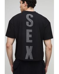 BoohooMAN - Oversized Boxy Rhinestone Slogan Pride T-Shirt - Lyst